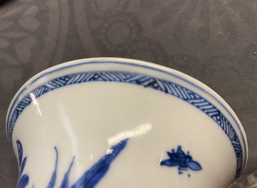 A Chinese blue and white five-piece garniture, Kangxi